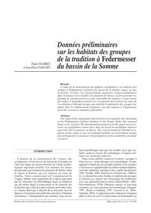 Données préliminaires sur les habitats des groupes de la tradition à Federmesser du bassin de la Somme - article ; n°4 ; vol.103, pg 729-740