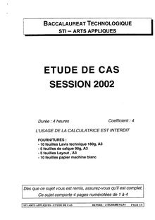 Bac etude de cas 2002 stiaa s.t.i (arts appliques)
