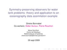 Symmetry preserving observers for water tank problems: theory and application to an
