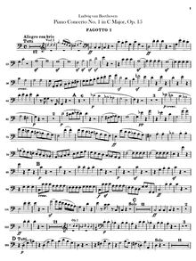 Partition basson 1, 2, Piano Concerto No.1, C Major, Beethoven, Ludwig van