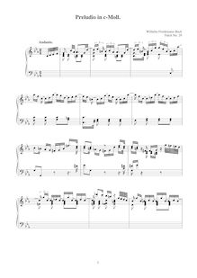 Partition complète, Preludio en C minor, F.29, C minor, Bach, Wilhelm Friedemann