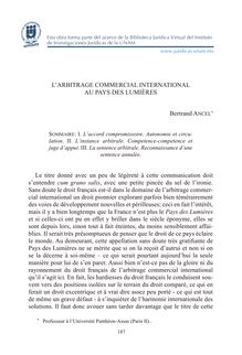 L ARBITRAGE COMMERCIAL INTERNATIONAL AU PAYS DES LUMIÈRES Bertrand ...