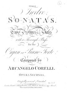 Partition violon 2, Trio sonates Op.2, Corelli, Arcangelo