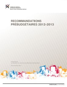 RECOMMANDATIONS PRÉBUDGÉTAIRES 2012-2013