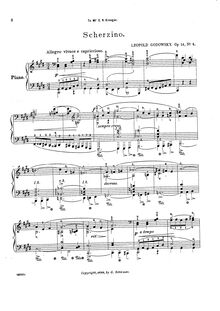 Partition , Scherzino, 4 pièces, Op.14, Godowsky, Leopold