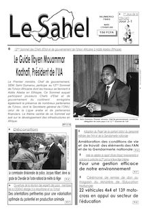 Le Sahel - Le Guide libyen Mouammar Kadhafi, Président de l UA