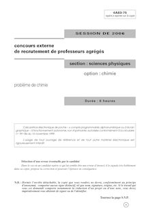 Problème de chimie - option chimie 2006 Agrégation de sciences physiques Agrégation (Externe)