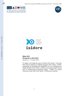 Bilan de la plate forme ISIDORE et perspectives TGE Adonis CNRS