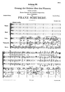Partition Score fragment, Gesang der Geister über den Wassern (3rd setting, unfinished sketch), D.704