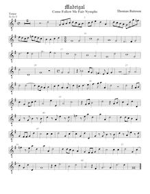Partition ténor viole de gambe (octave aigu clef), pour First Set of anglais Madrigales to 3, 4, 5 et 6 voix par Thomas Bateson