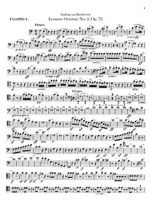 Partition basson 1, 2, Leonora Overture No. 2, C major, Beethoven, Ludwig van