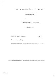 Italien LV1 2002 Sciences Economiques et Sociales Baccalauréat général