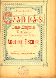 Partition couverture couleur, Czardas, Fischer, Adolphe