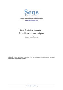 Parti Socialiste français : la politique comme religion