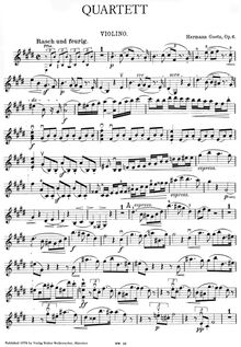 Partition de violon, Piano quatuor, Goetz, Hermann
