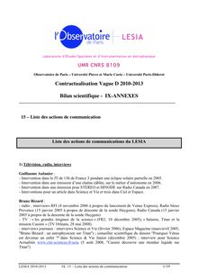 IX - Contractualisation Vague D 2010-2013 Bilan scientifique - IX ...