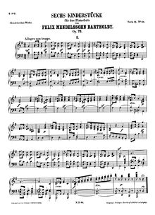 Partition complète (filter), 6 Kinderstücke, Op.72, Mendelssohn, Felix