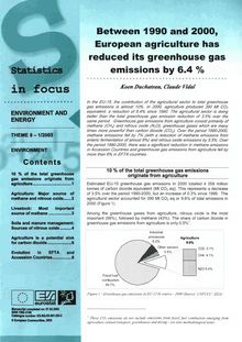 Between 1990 and 2000, European agriculture has reduced its greenhouse gas emissions by 6.4 %