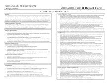 Chicago State University 2005-2006 Title II Report Card