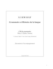 L 1 LM 11 LF Grammaire et Histoire de la langue