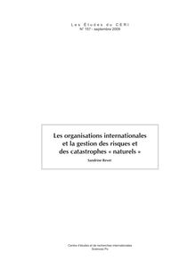 Les organisations internationales et la gestion des risques et des ...