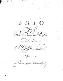 Partition parties complètes, Trio en D major, Op.31, D major, Hoffmeister, Franz Anton