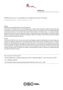 Réflexions sur la politique de défense de la France - article ; n°1 ; vol.55, pg 157-169