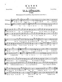 Partition complète, Canon, Selig, selig alle, C minor, Mozart, Wolfgang Amadeus