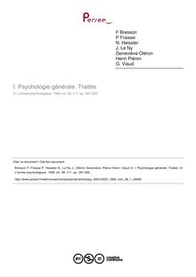 Psychologie générale. Traités - compte-rendu ; n°1 ; vol.58, pg 287-300