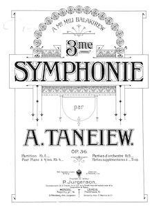 Partition complète, Symphony No.3, E major, Taneyev, Aleksandr