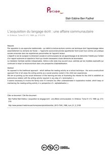 L acquisition du langage écrit : une affaire communautaire - article ; n°2 ; vol.51, pg 213-219