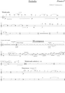 Partition flûte 1, 2, Preludio, Preludio para orquesta, Llamazares, Pablo Fernando
