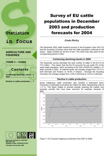 Survey of EU cattle populations in December 2003 and production forecasts for 2004