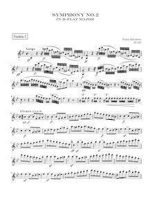 Partition violons I, Symphony No.2, B♭ Major, Schubert, Franz