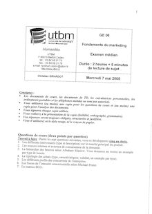 Fondements du marketing 2008 Université de Technologie de Belfort Montbéliard