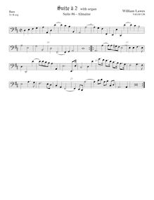 Partition viole de basse, basse clef,  No.6 pour 2 violes de gambe et orgue