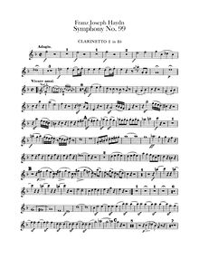 Partition clarinette 1, 2 (B♭), Symphony No.99 en E♭ major, Sinfonia No.99