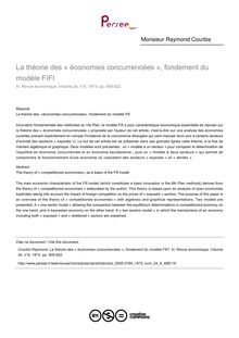 La théorie des « économies concurrencées », fondement du modèle FIFI - article ; n°6 ; vol.24, pg 905-922