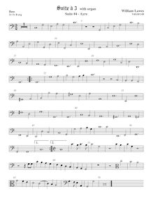 Partition viole de basse,  No.4 pour 3 violes de gambe et orgue par William Lawes