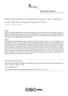 Biface et outil-biface du Paléolithique moyen ancien : Réflexion à partir des sites d Ardèche-Orgnac 3 et Payre - article ; n°1 ; vol.7, pg 157-169