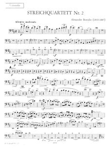 Partition violoncelle, corde quatuor No.2 en D Major, D Major, Borodin, Aleksandr
