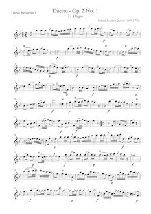 Partition aigu 1 , partie, 6 duos pour 2 flûtes, Op.2, Quantz, Johann Joachim