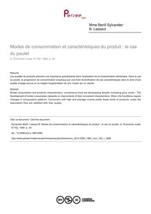 Modes de consommation et caractéristiques du produit : le cas du poulet - article ; n°1 ; vol.162, pg 44-44