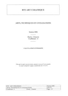 Arts, techniques et civilisation 2006 BTS Art céramique