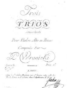 Partition violon 1, 6 corde Trios, Op.17, Wranitzky, Paul par Paul Wranitzky