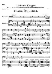 Partition complète, Lied eines Kriegers, D.822, Warrior s Song, Schubert, Franz par Franz Schubert