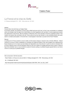 La France et la crise du Golfe - article ; n°2 ; vol.56, pg 441-453