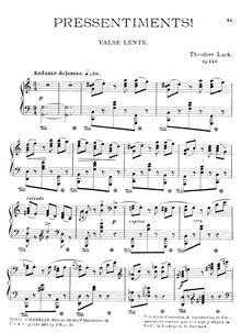 Partition complète, Pressentiments, Op.246, Valse lente, Lack, Théodore