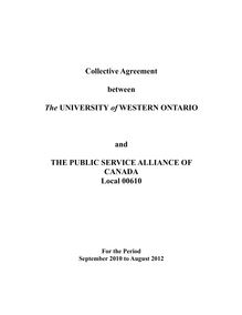 Collective Agreement between The UNIVERSITY of WESTERN ONTARIO and ...