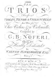 Partition violon 1, 6 Trio sonates, Op.15, Noferi, Giovan Battista